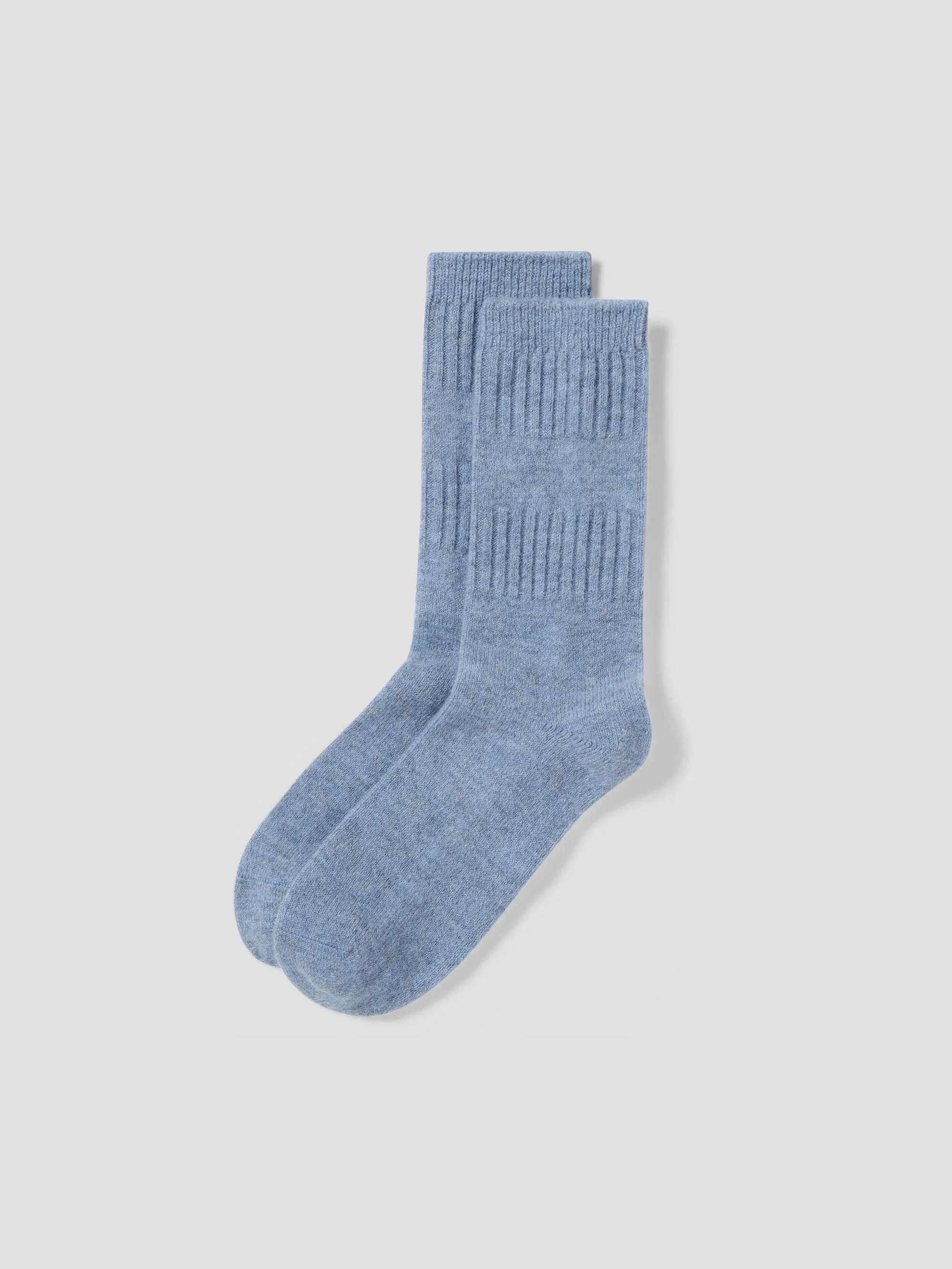 Solid Dusk Blue Merino Wool Ribbed Socks Genuine
