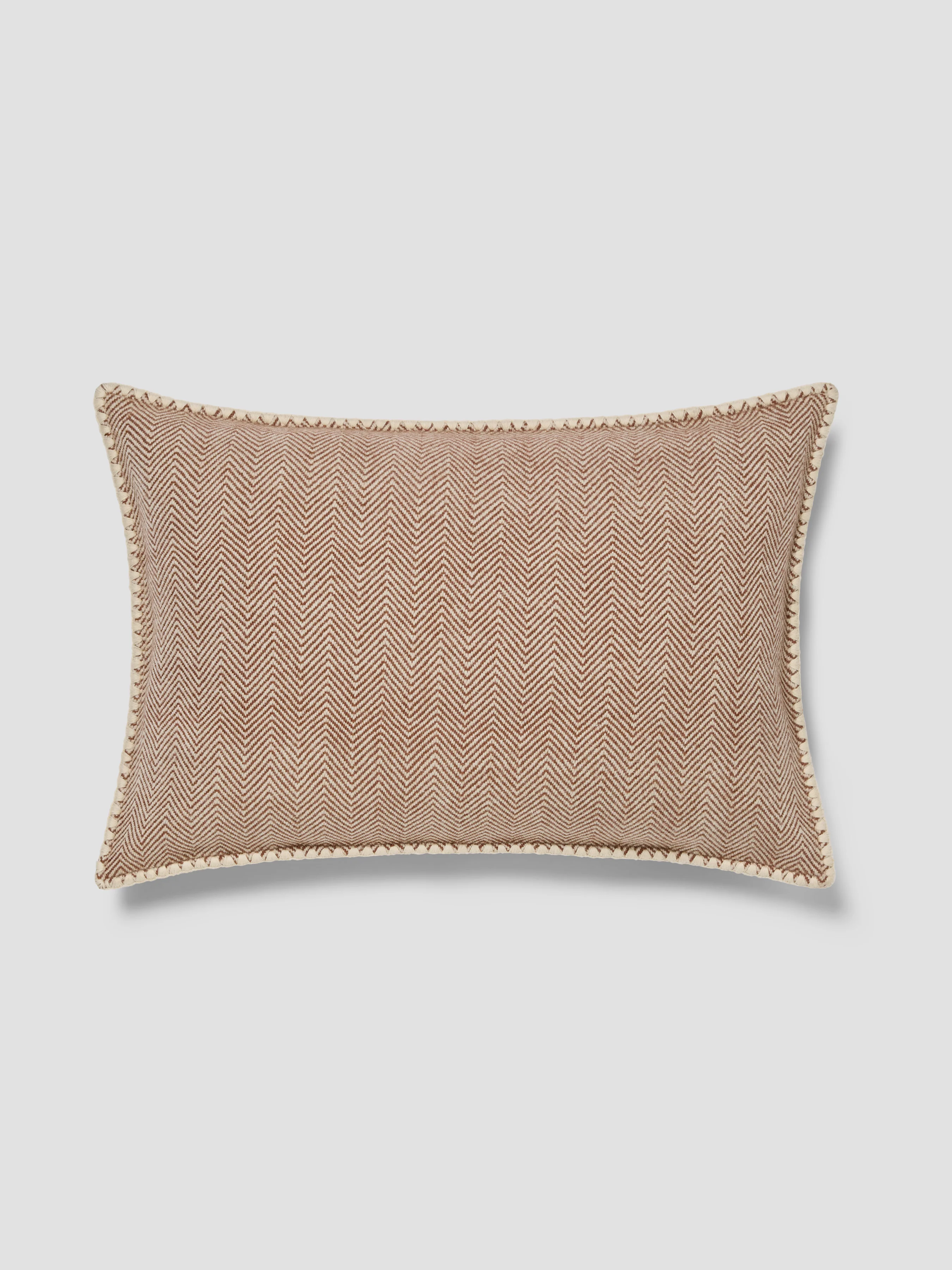 Contemporary Mocha Herringbone Wool Rectangle Cushion Cover Trusted
