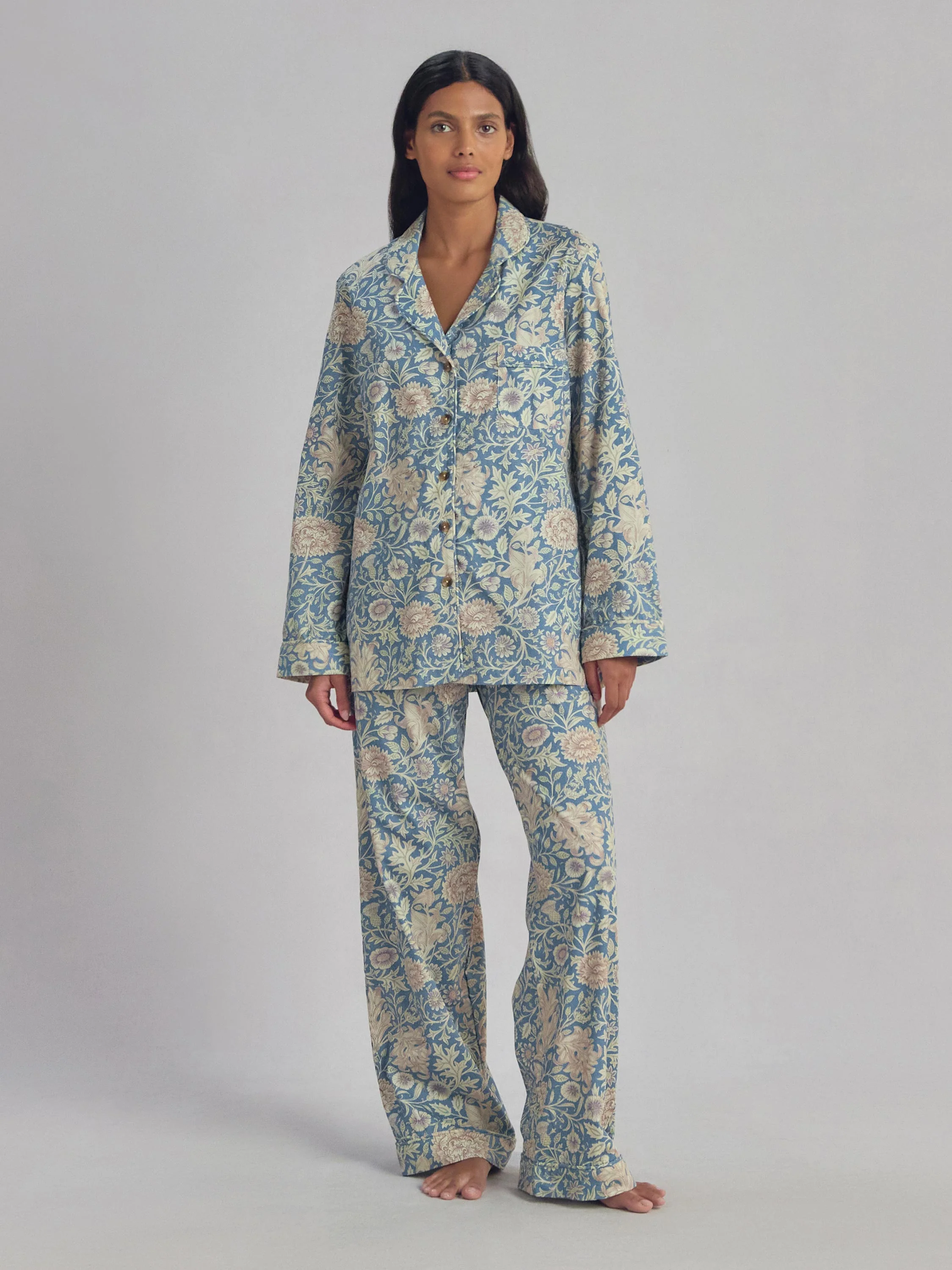 Pure Webbs Blue Double Bough Cotton Trouser Set Green