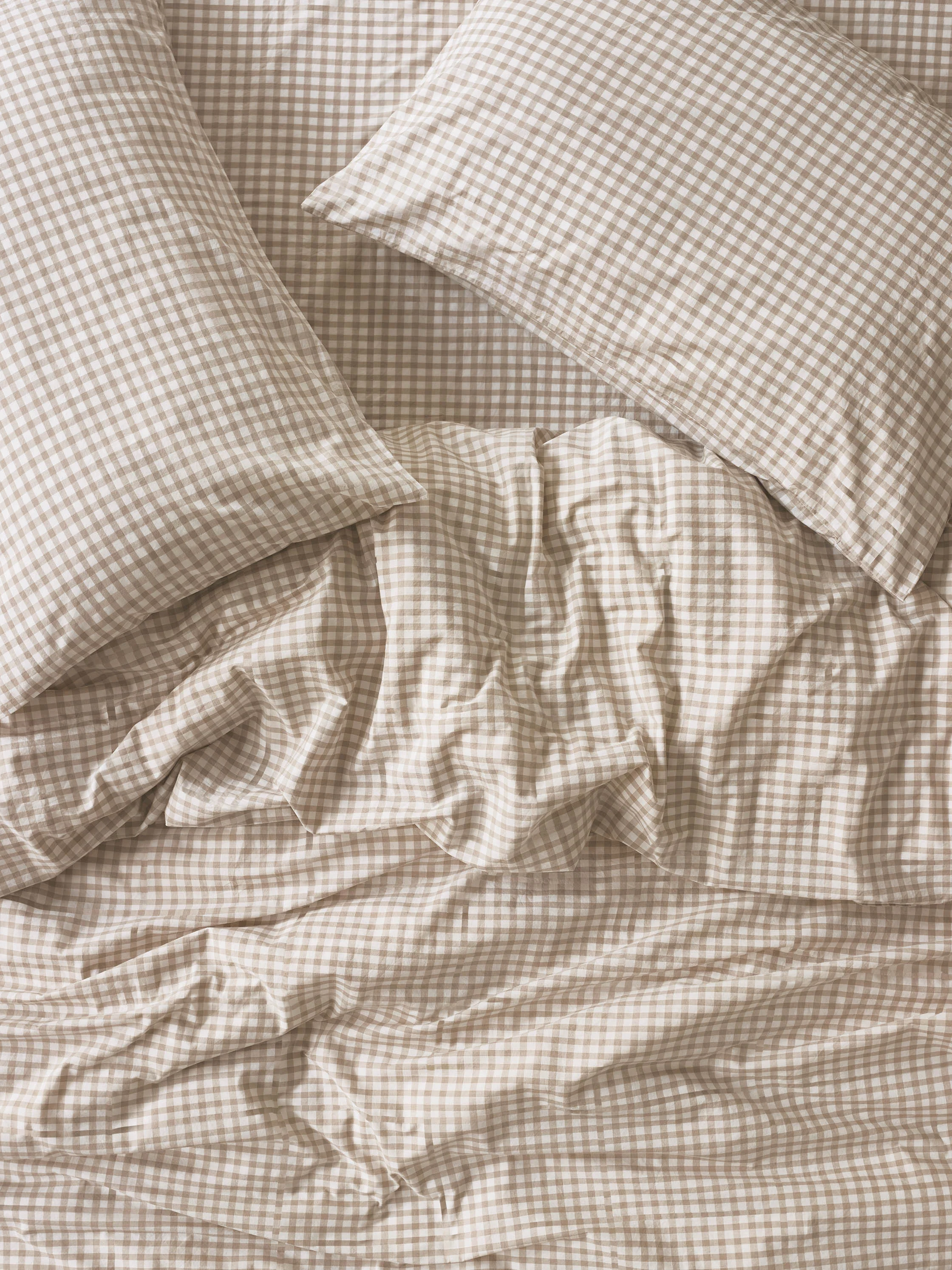 Reliable Café au Lait Gingham Washed Cotton Duvet Cover Practical