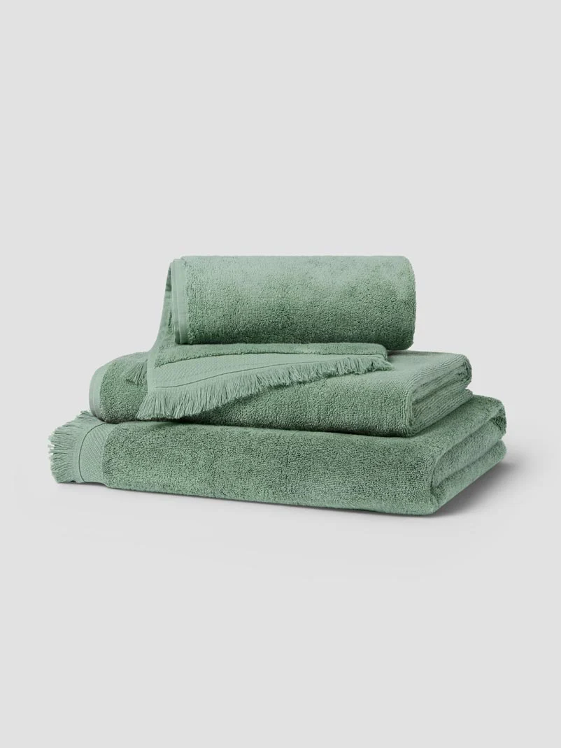 Convenient Moss Green Fringe Edge Cotton Towels Innovative