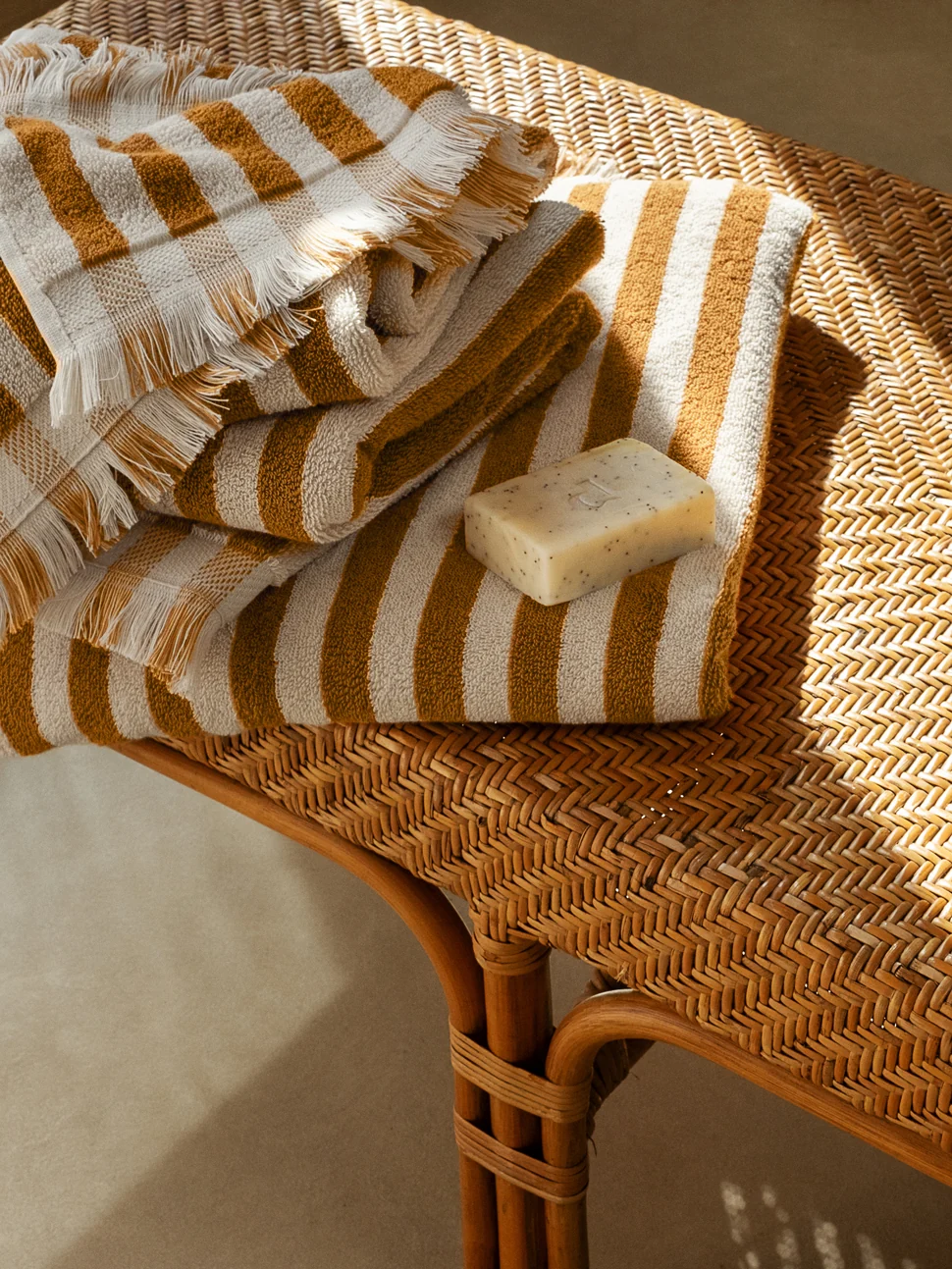 Environmentally Friendly Russet Yellow Pembroke Stripe Towel Small Bundle Carefully Designed