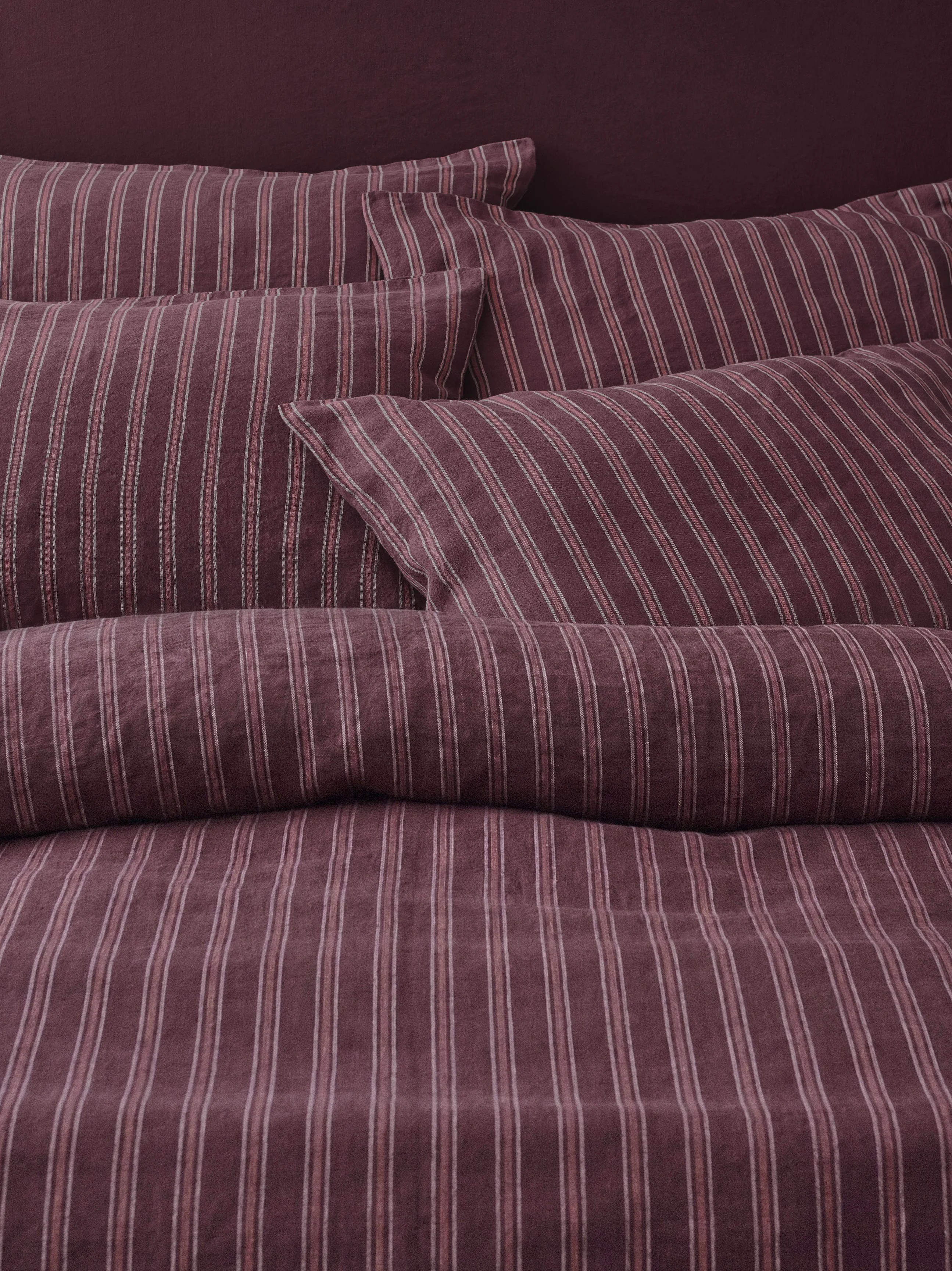 Efficient Berry Walderton Stripe Linen Pillowcases Pair Durable