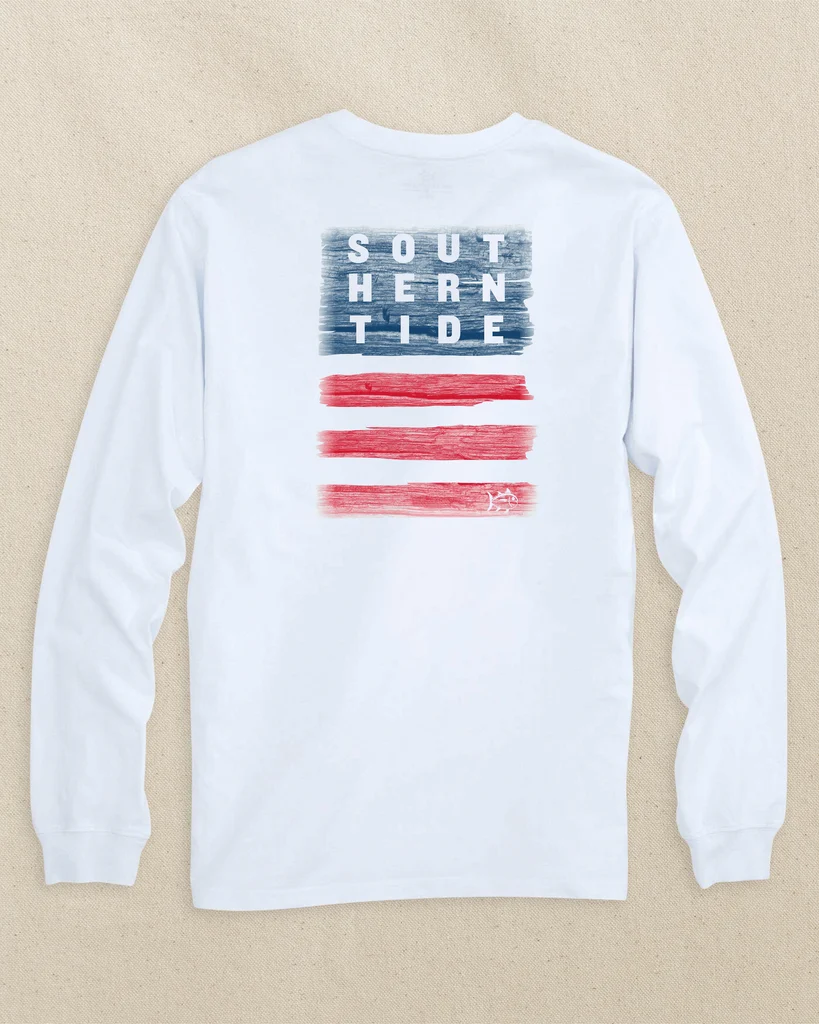 Easy-to-Use Americana Wooden Flag Long Sleeve T-Shirt Pure