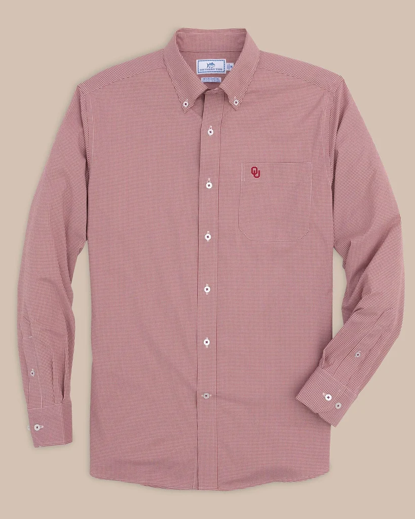 Easy-to-Use Oklahoma Sooners Gingham Button Down Shirt Casual