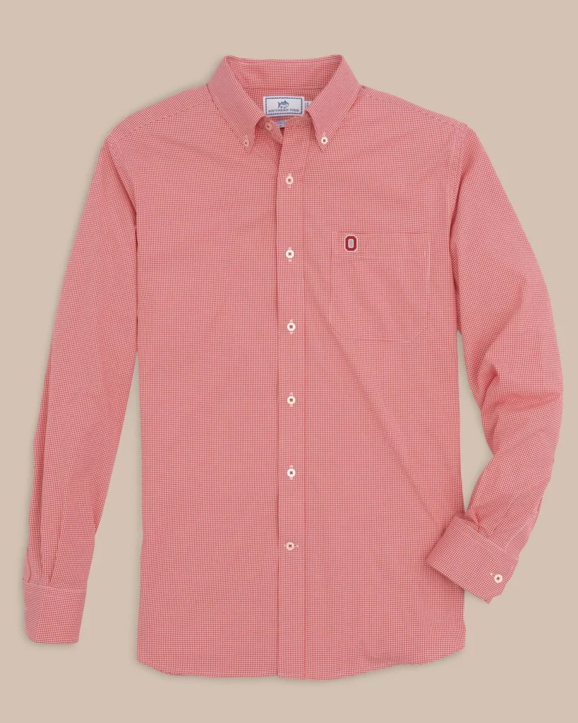 Durable Ohio State Buckeyes Gingham Button Down Shirt User-Friendly
