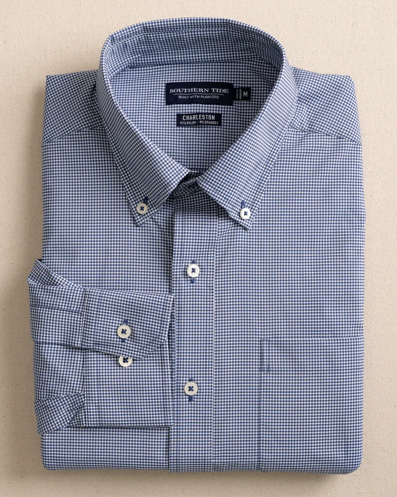 Dependable Micro Gingham brrr°® Intercoastal Sport Shirt Solid