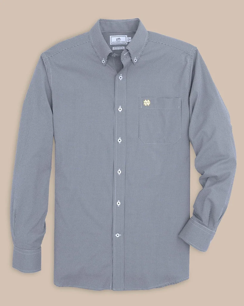Professional Notre Dame Fighting Irish Gingham Button Down Shirt Top-Quality