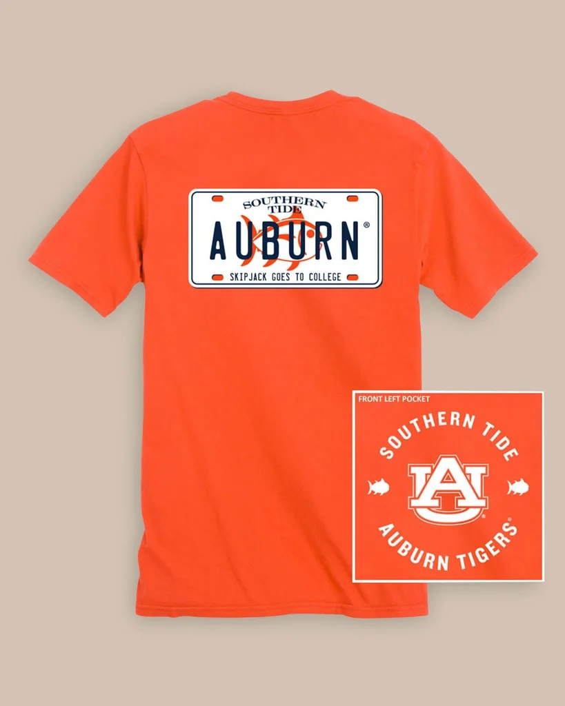 Artisan Auburn Tigers License Plate T-Shirt Natural