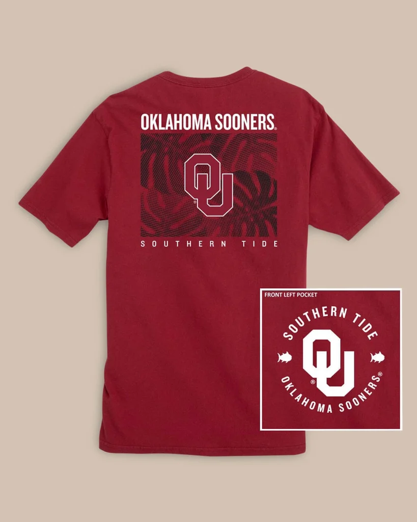 Powerful Oklahoma Sooners Halftone Monstera T-Shirt High-Grade