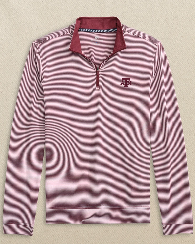 Natural Texas A M Aggies Cruiser Micro-Stripe Heather Quarter Zip Recyclable