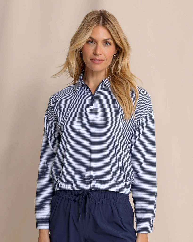 Top-Quality Kira Half Zip Stripe Pullover Sophisticated