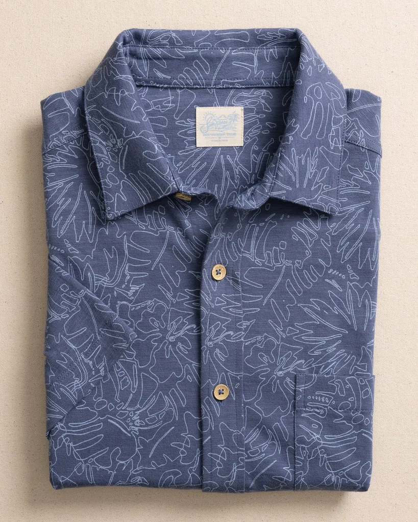 Solid Beachcast Floral Fusion Knit Short Sleeve Sport Shirt Carefully Designed