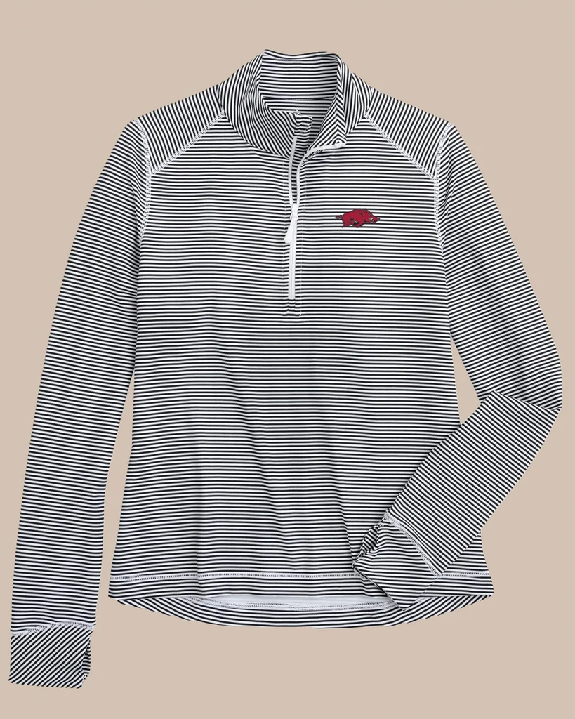 User-Friendly Arkansas Razorbacks Women’s Striped Runaround Quarter Zip Detailed