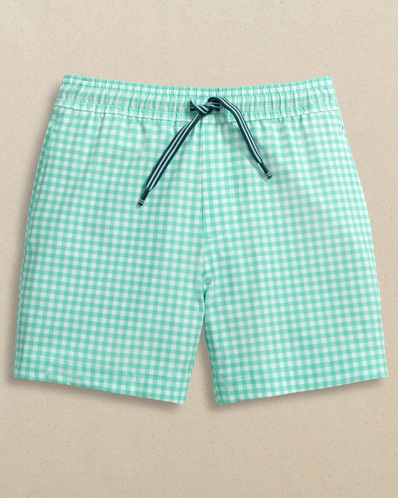 Unique Boys Pelican Bay Gingham Maritime Swim Trunk Excellent