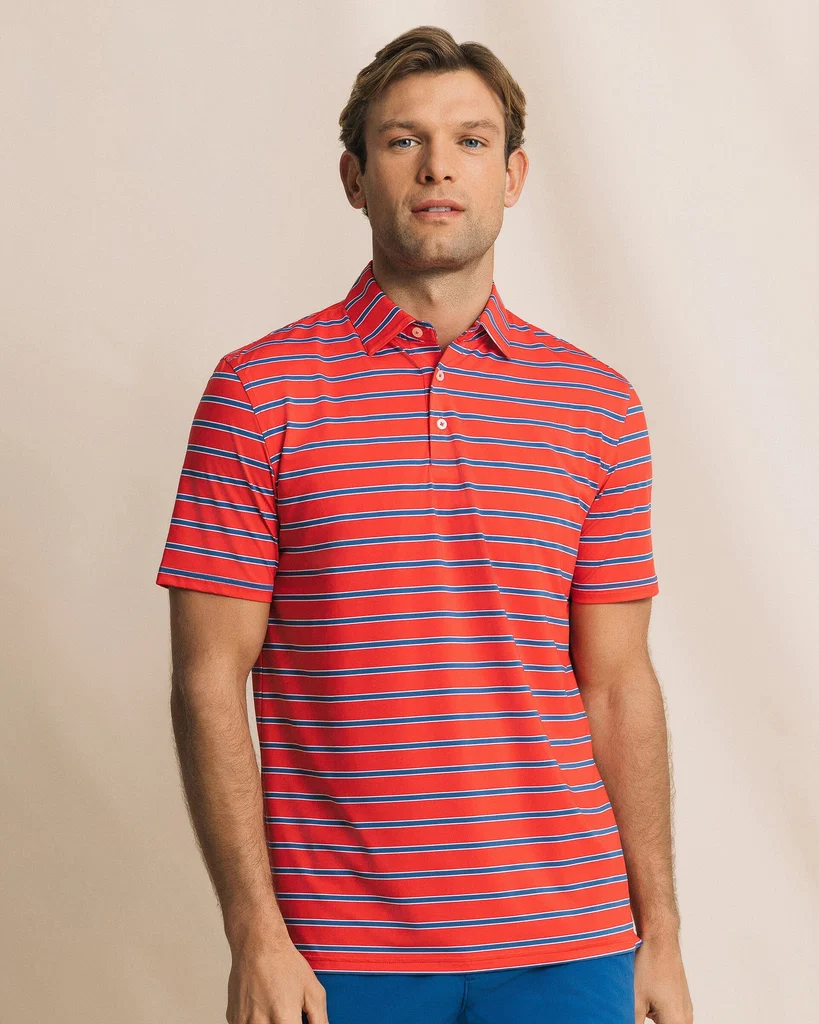 Genuine Moonlight Bay Stripe Coastal Breeze® Performance Polo Excellent