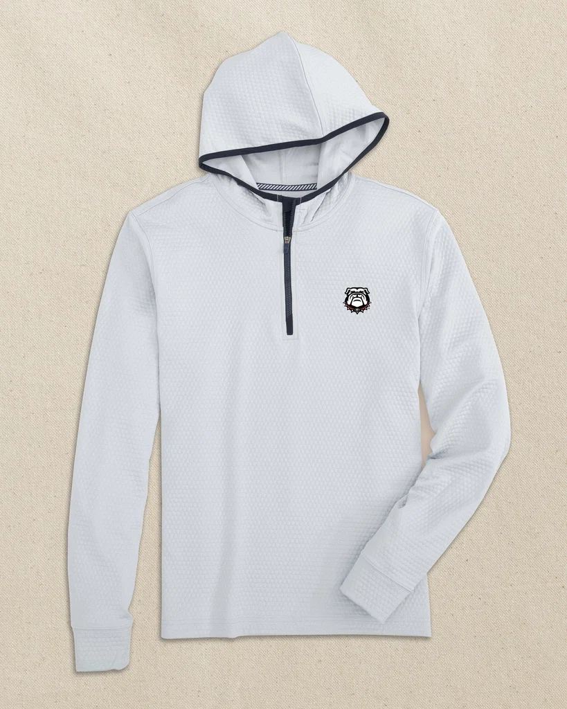 Natural Georgia Bulldogs Head Scuttle Quarter Zip Hoodie Classic