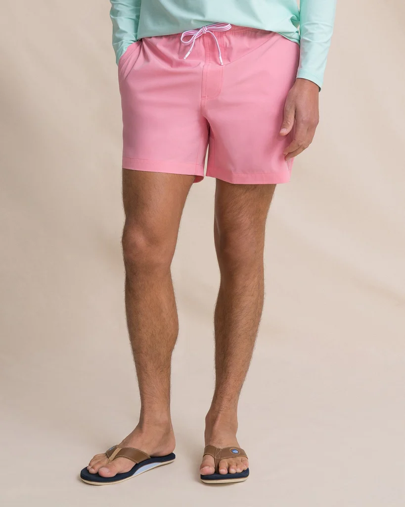 Elegant Solid Maritime Swim Trunk – Sea Pink High-End
