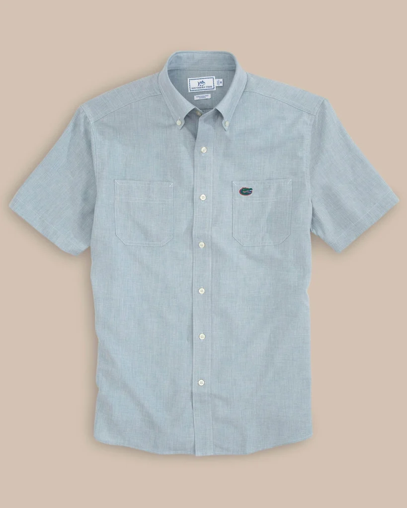 High-End Florida Gators Short Sleeve Button Down Dock Shirt Pure