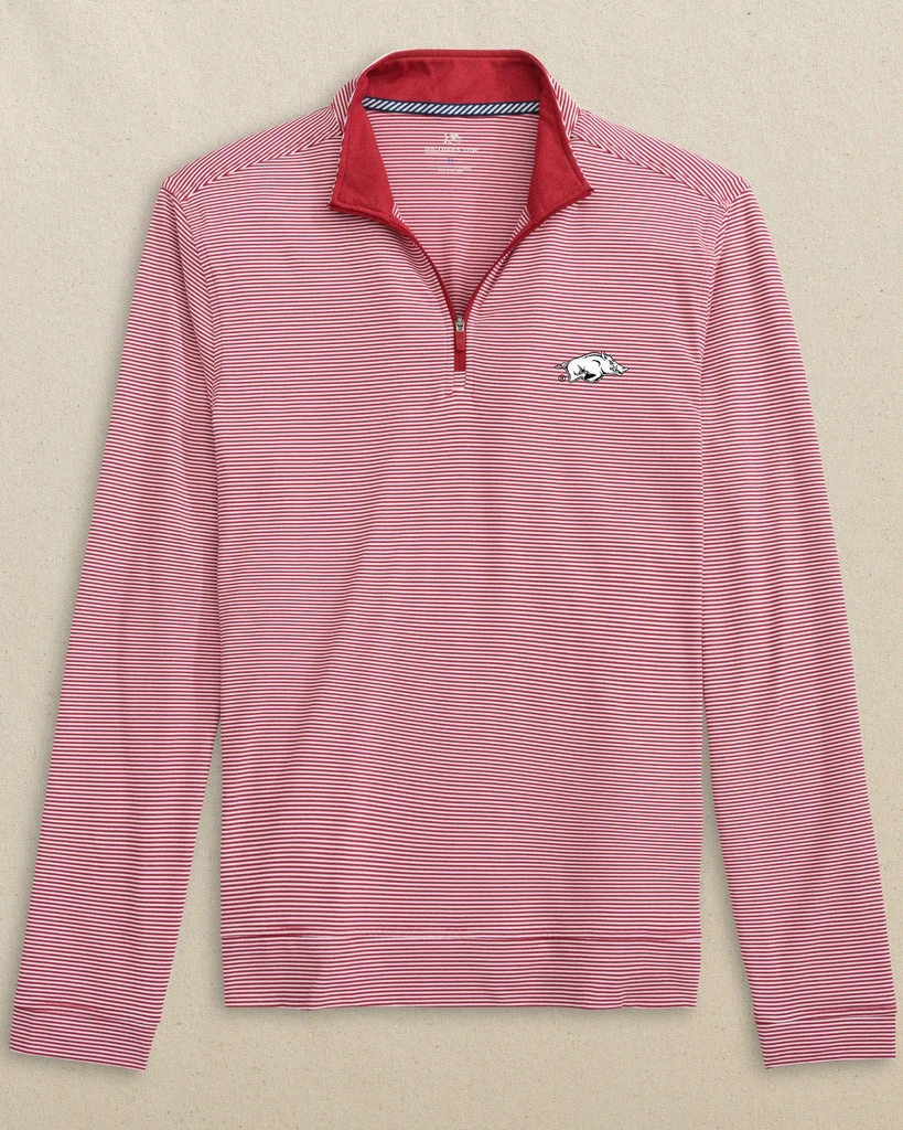 Relaxed Arkansas Razorbacks Cruiser Micro-Stripe Heather Quarter Zip Green