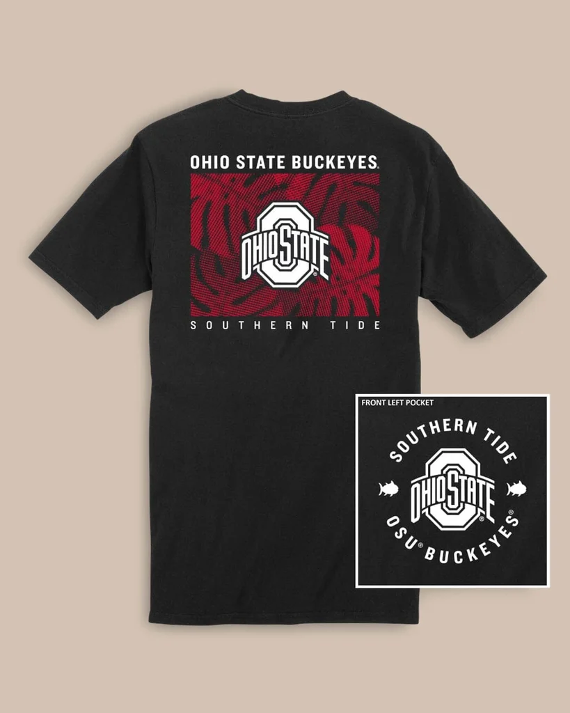 Convenient Ohio State Buckeyes Halftone Monstera T-Shirt Fine Crafted