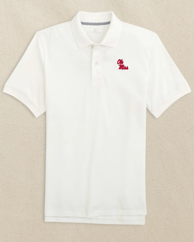 Premium Material Ole Miss Rebels Stacked Skipjack Polo Shirt Smart
