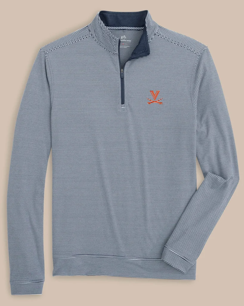 Detailed UVA Cavaliers Cruiser Micro-Stripe Heather Quarter Zip High-End