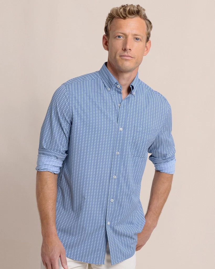 World-Class Pop Lock and Dock It Intercoastal Long Sleeve Sport Shirt Smooth