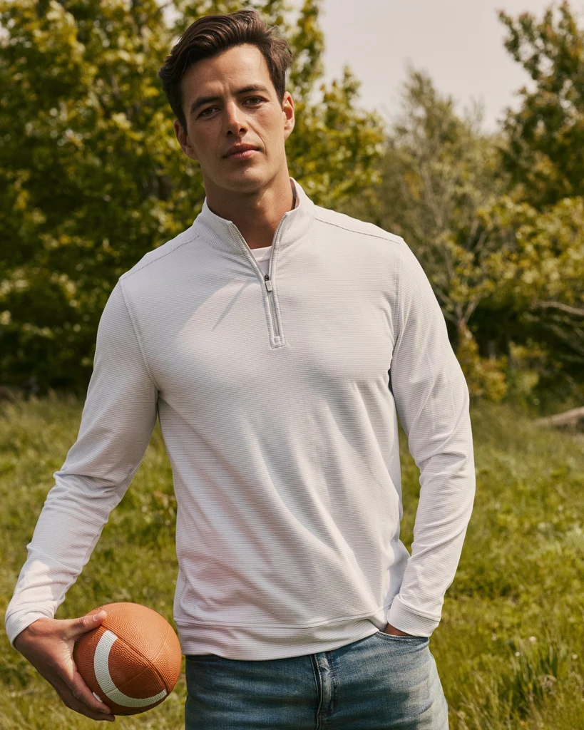 Recyclable Cruiser Micro-Stripe Heather Quarter Zip Enhanced