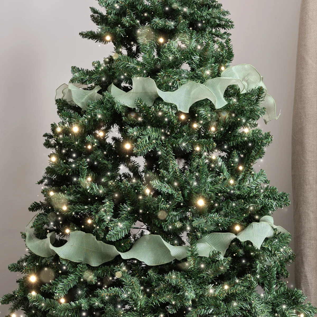 Healthy Green Sparkle Ruffle Christmas Tree Ribbon – 270cm 2.7m 106.3′ Pure