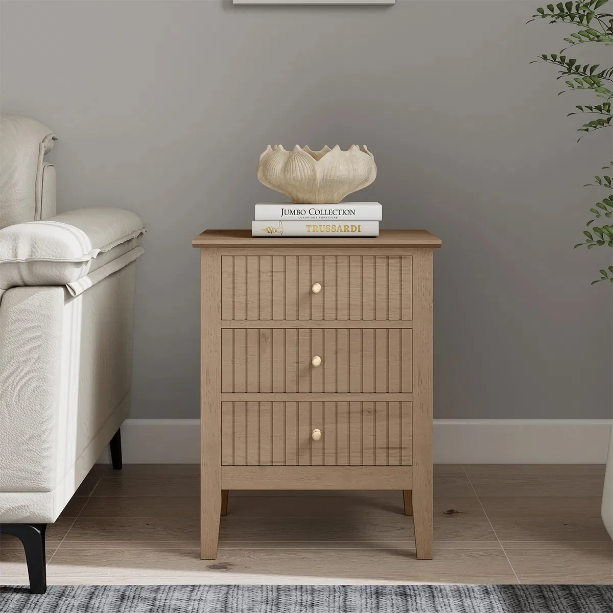Top-Quality 3 Drawer Bedside Table – Hales Pale Wood Range Flexible