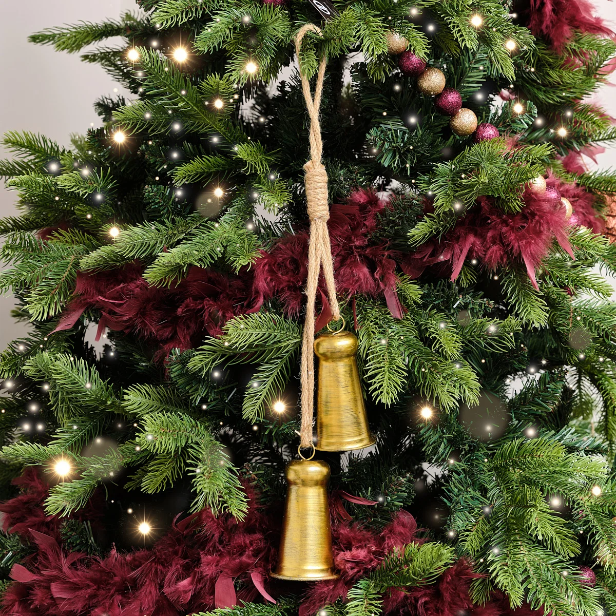 Easy-to-Use Large Gold Metal Hanging Bells Christmas Tree Decoration – 50cm Functional