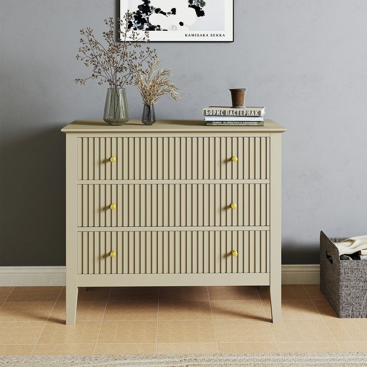 Premium Material 3 Drawer Chest of Drawers – Hales Taupe Range Enhanced