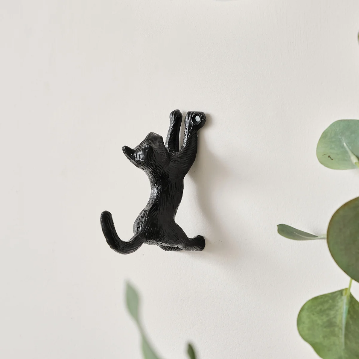 Specialty Matte Black Cat Wall Hook Contemporary