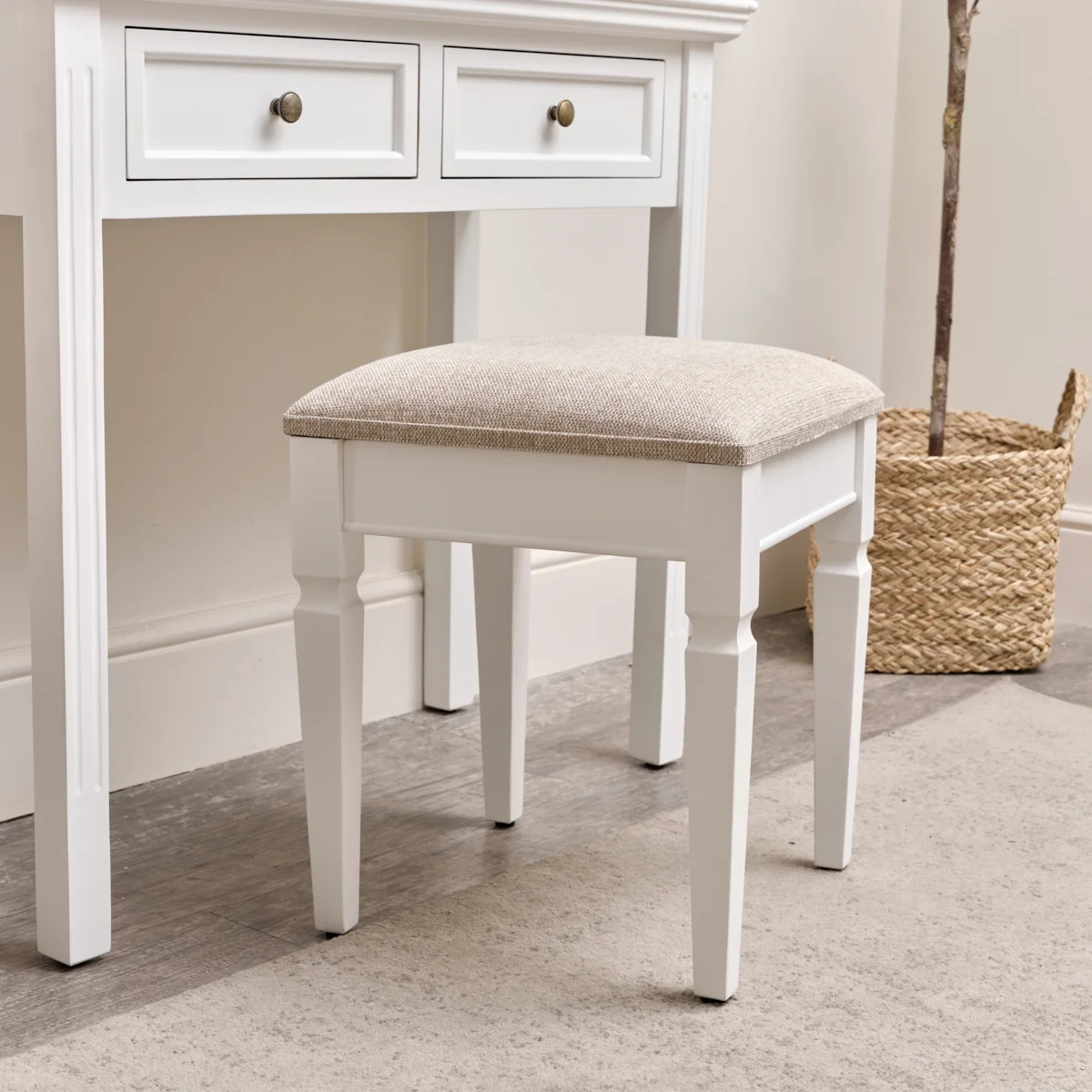 Trusted White Cushioned Dressing Table Stool – Daventry White Range High-Grade