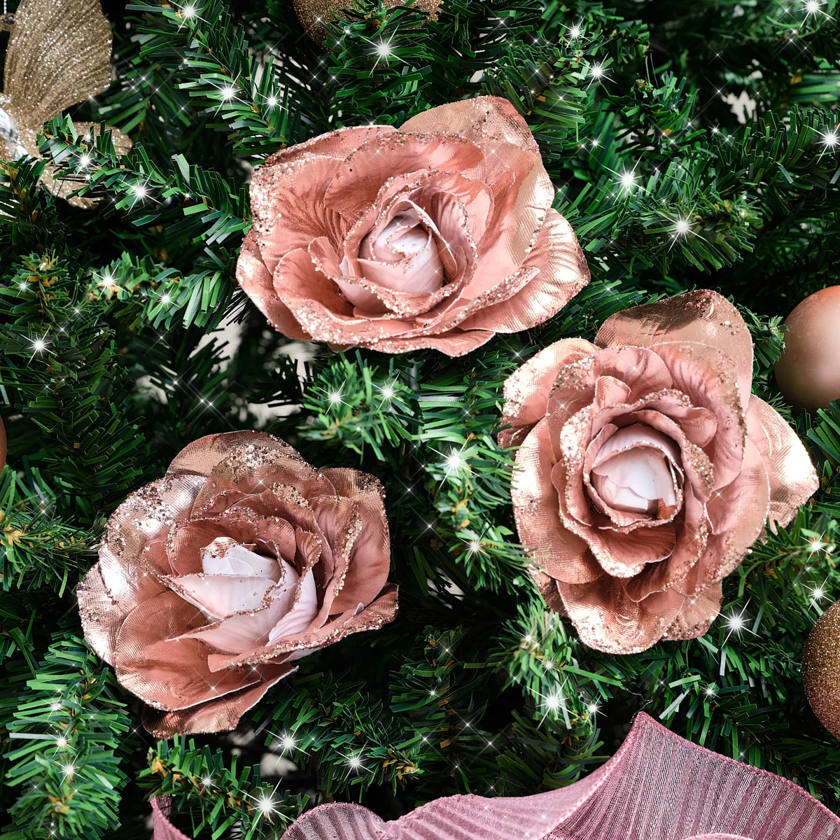 Next-Generation Set of 3 Pink Rose Pick Decorations Effective