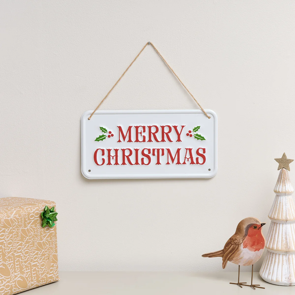 Consistent Red White and Green Merry Christmas Decorative Sign Proven