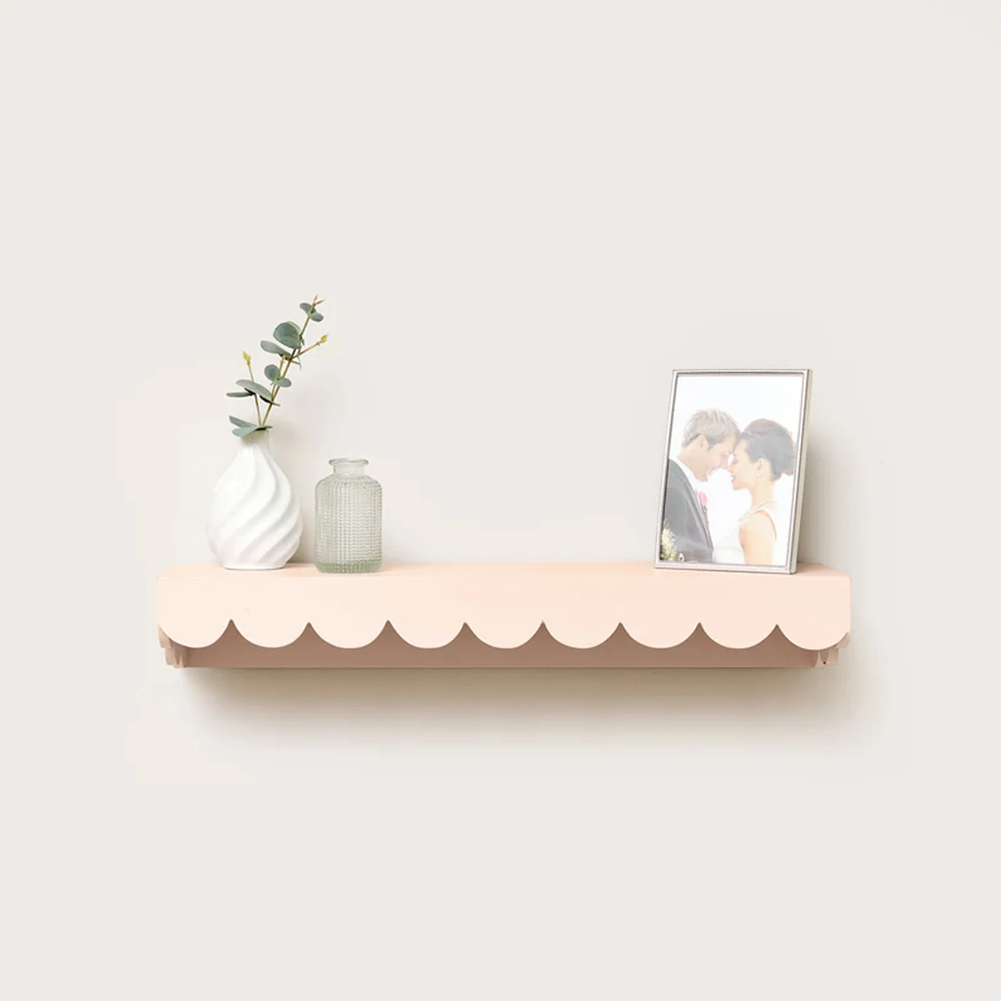 Classic Large Pink Scalloped Wall Storage Shelf – 61cm Premium Material