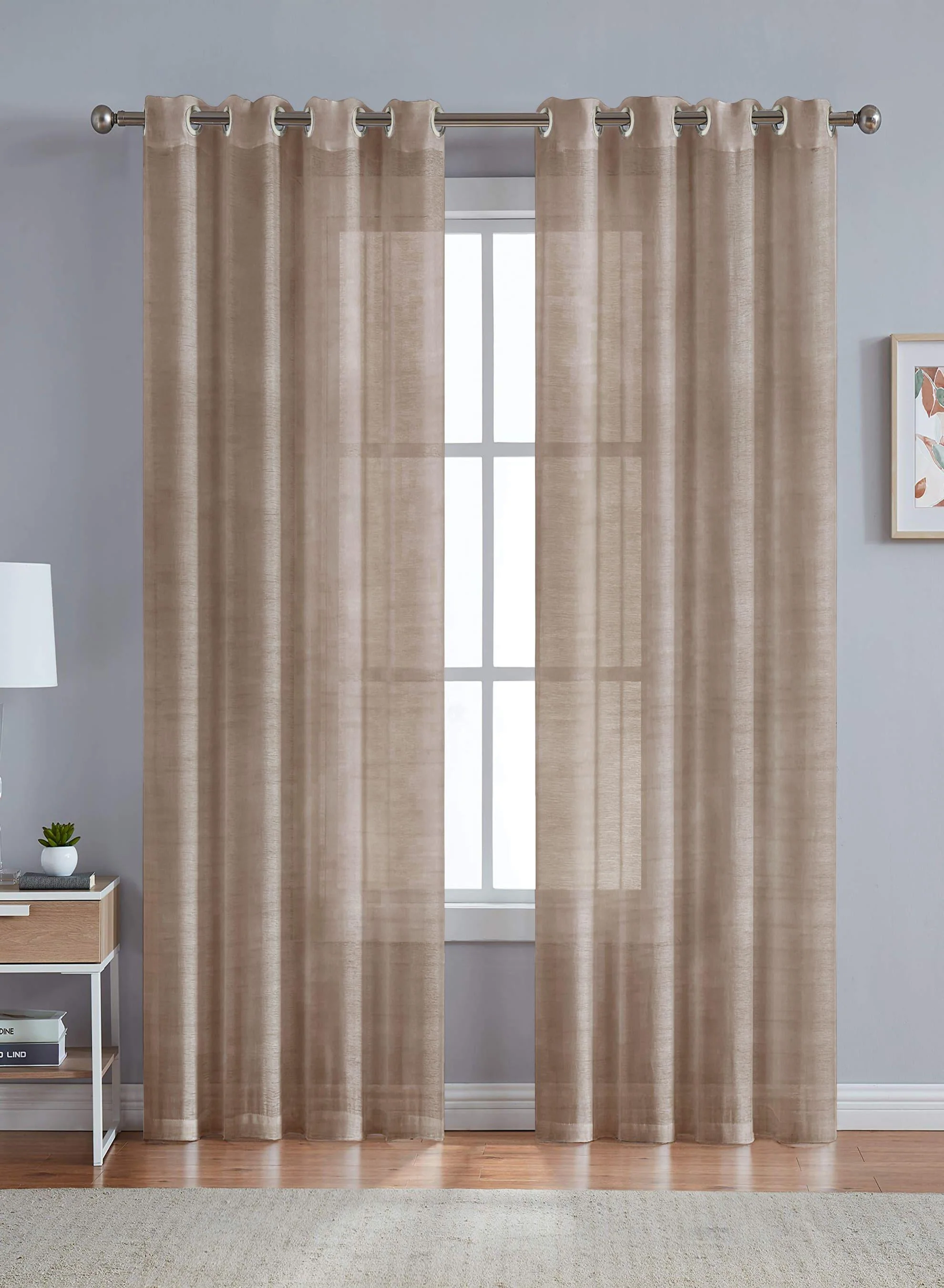 Green Venezia Sheer Curtains Airy Minimal Elegant Grain Brown Set of 2 Fully CustomizableThe Guide to Measuring and Choosing Curtains Eco-Friendly