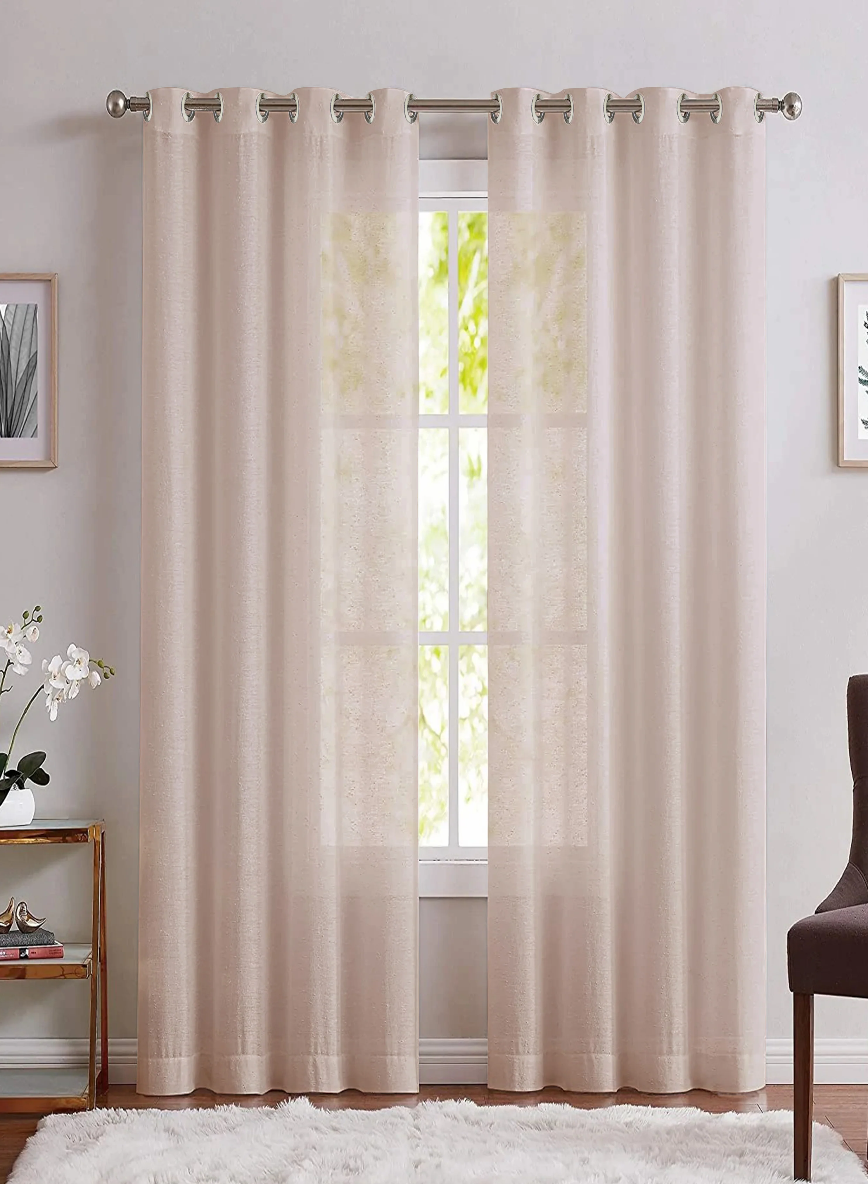 Traditional Casper Plain Sheer Curtains Light Brown Set of 2The Guide to Measuring and Choosing Curtains Dependable