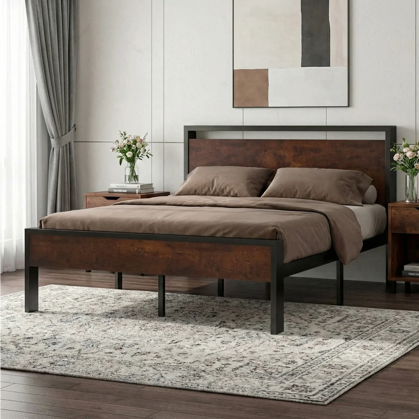 Healthy Metal Platform Bed Frame with Wooden Headboard Footboard Quiet No-Slip Design No Box Spring NeededMetal Platform Bed Frame with Wooden Headboard Footboard Quiet No-Slip Design No Box Spring Needed Functional