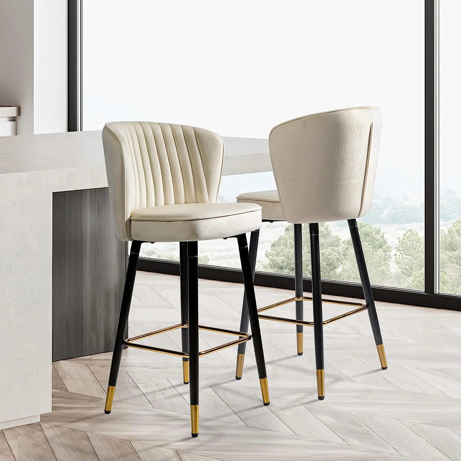Superior Bar Stools Upholstered Bar Chairs Set of 2 Height 27.7 inchesBar Stools Upholstered Bar Chairs Set of 2 Height 27.7 inches Comfortable