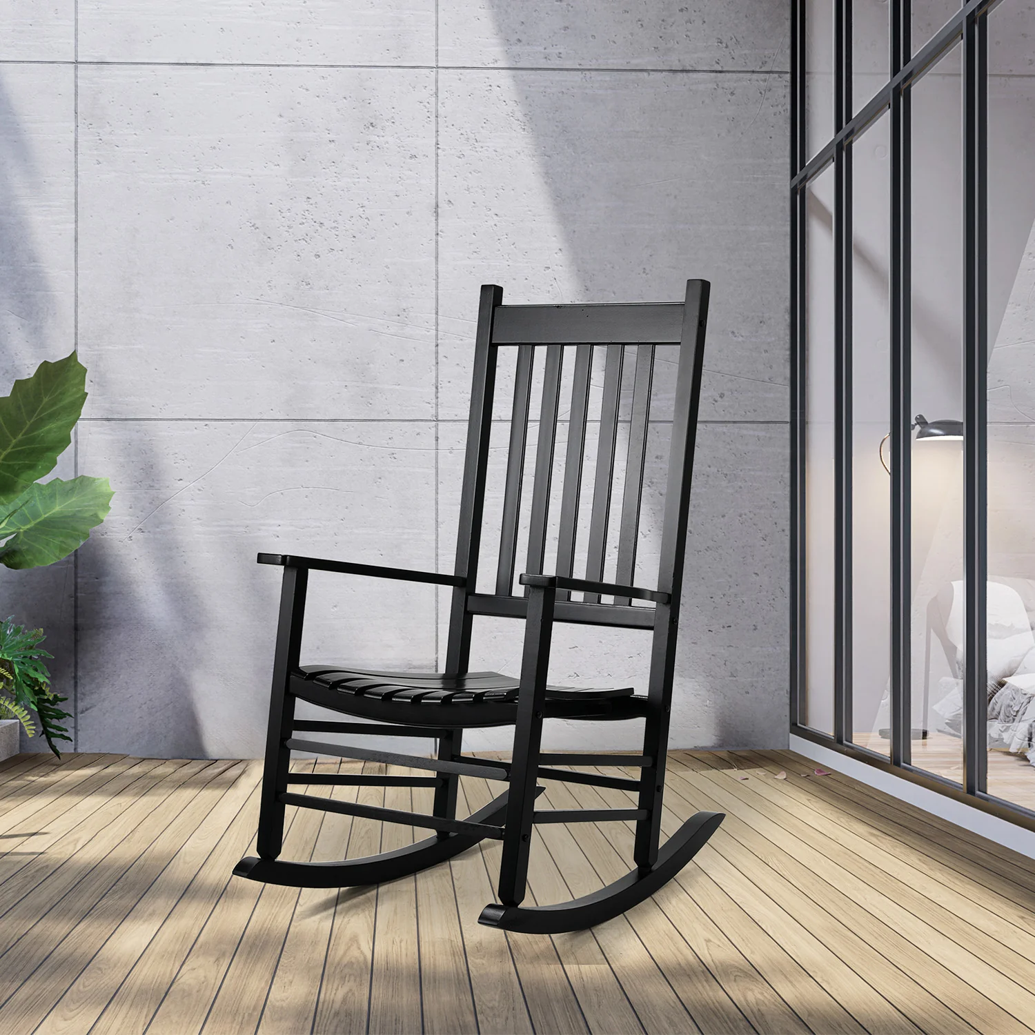 Practical Wooden Rocking Chair Outdoor Porch Rocker with High Back for Garden Lawn Balcony Backyard Porch-1 PackWooden Rocking Chair Outdoor Porch Rocker with High Back for Garden Lawn Balcony Backyard Porch-1 Pack Expertly Made