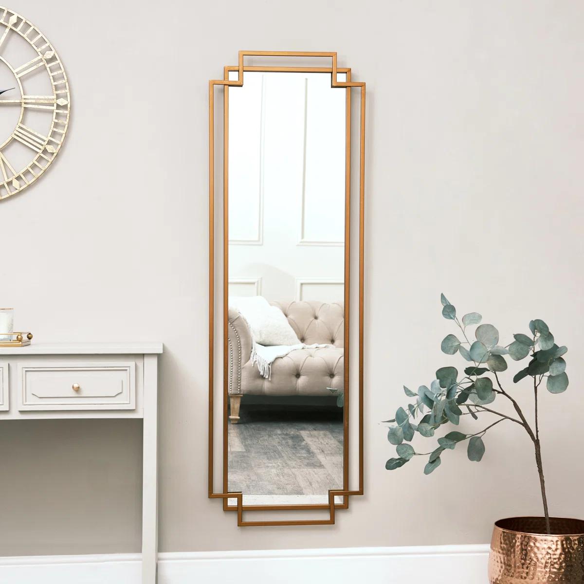 Classic Copper Art Deco Wall Mirror 142cm x 47cm Selected