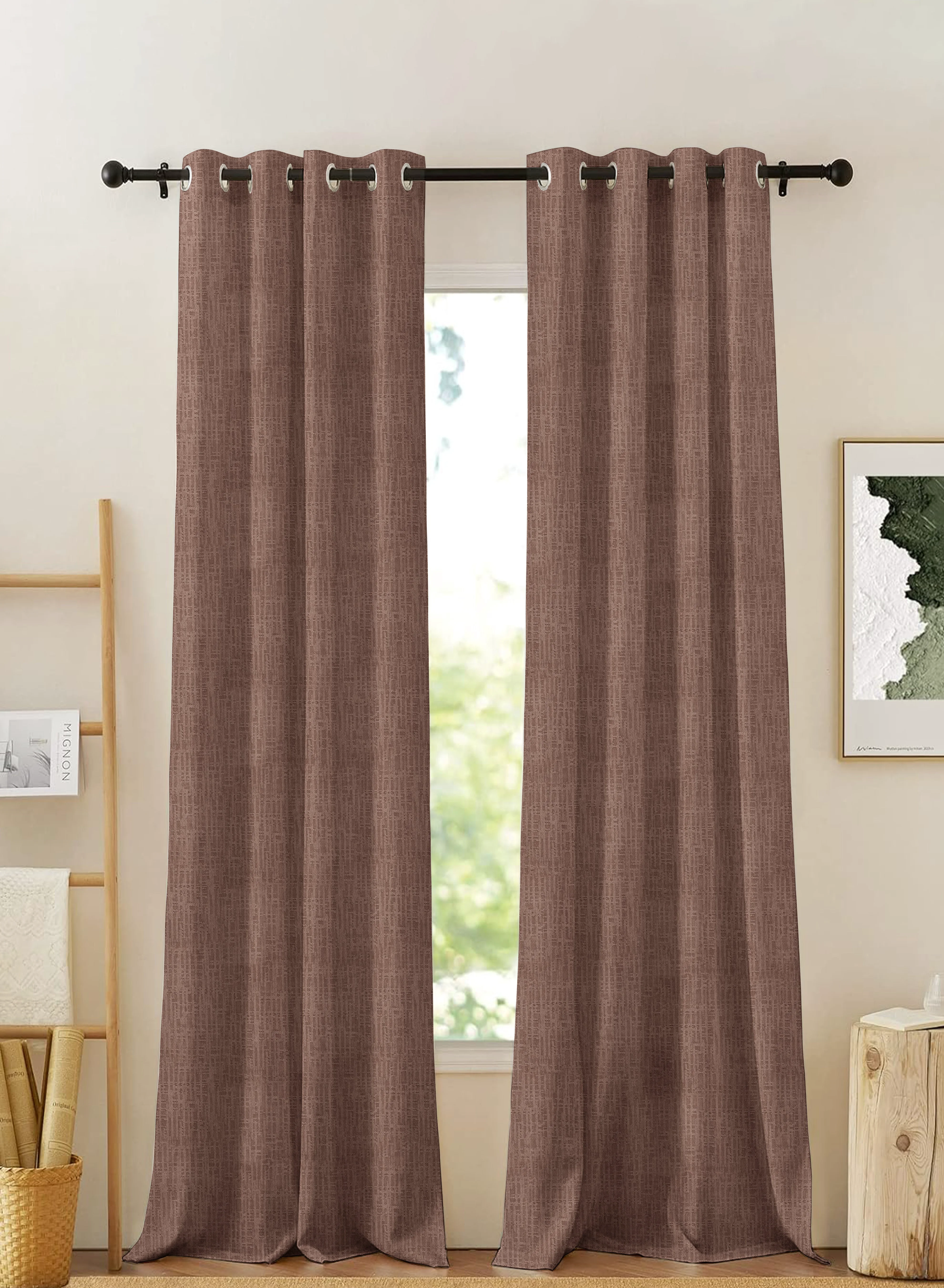 Comfortable Elora Textured Blackout Curtains Minimal Design Total Light Block Caramel Brown Set of 2 Fully CustomizableThe Guide to Measuring and Choosing Curtains Reliable