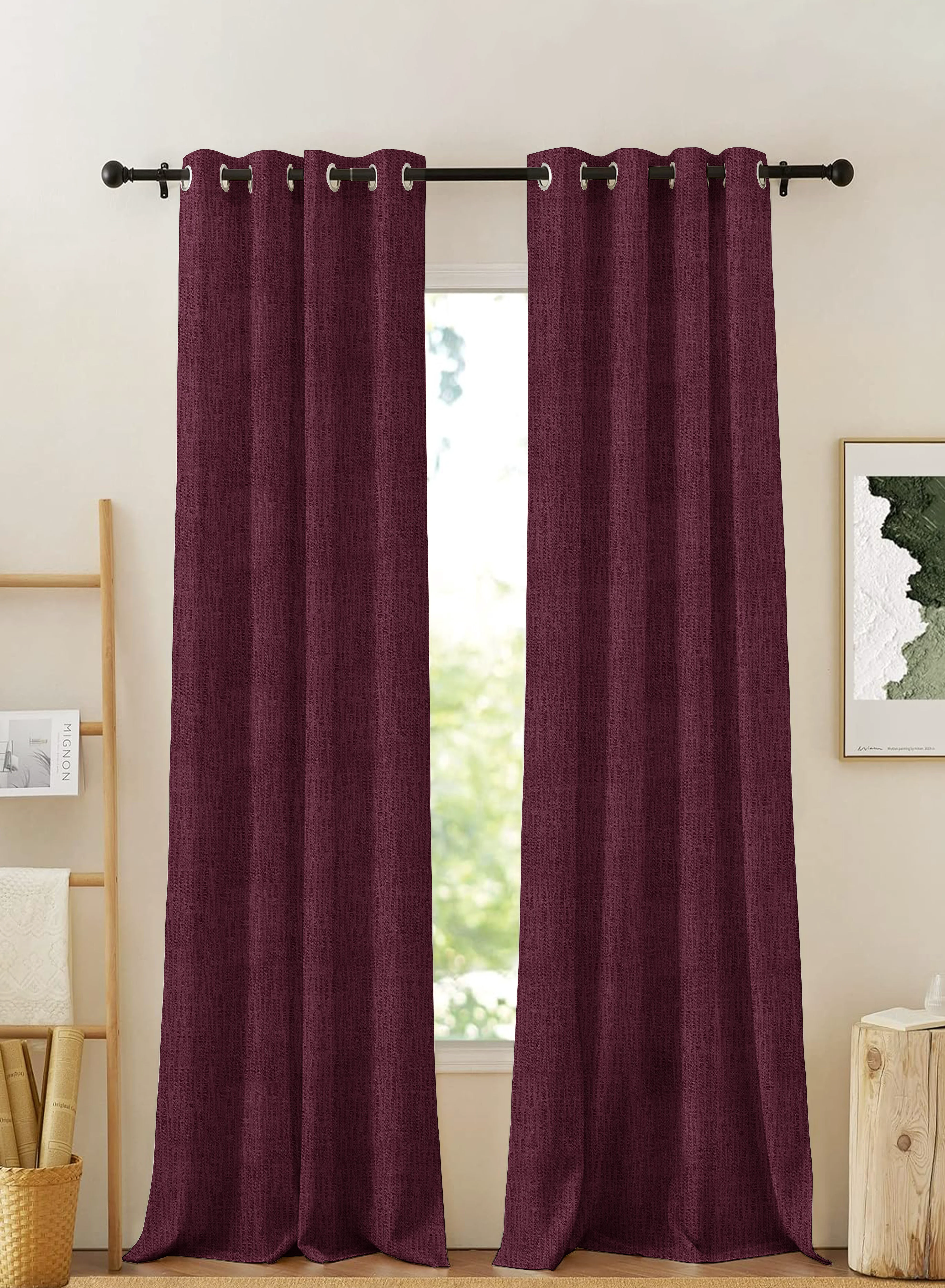 Elegant Elora Textured Blackout Curtains Minimal Design Total Light Block Maroon Set of 2 Fully CustomizableThe Guide to Measuring and Choosing Curtains Green