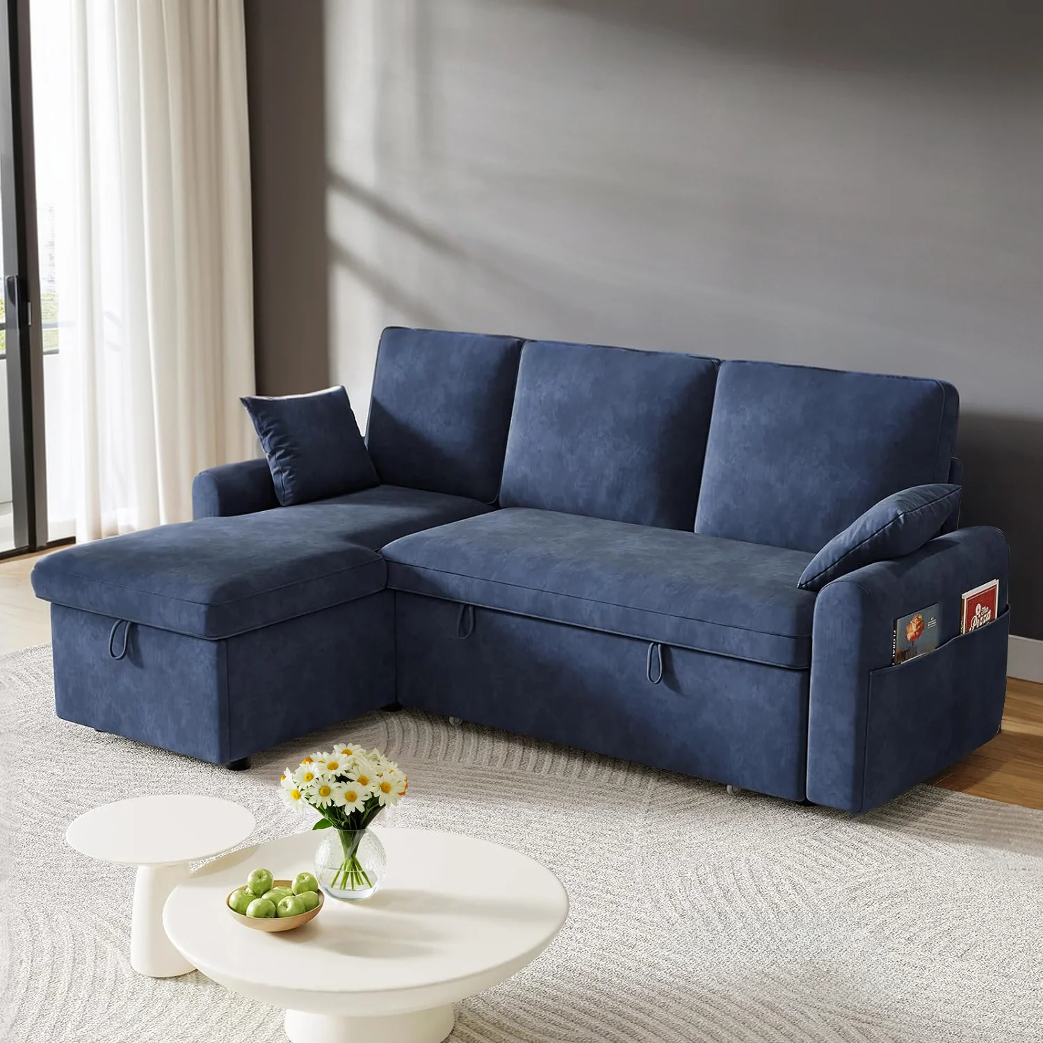 Selected L Shaped Sleeper Sofa with Storage Chaise Pull Out Couch Bed with 2 Pillows Sectional Sleeper Couch for Living RoomL Shaped Sleeper Sofa with Storage Chaise Pull Out Couch Bed with 2 Pillows Sectional Sleeper Couch for Living Room Optimized