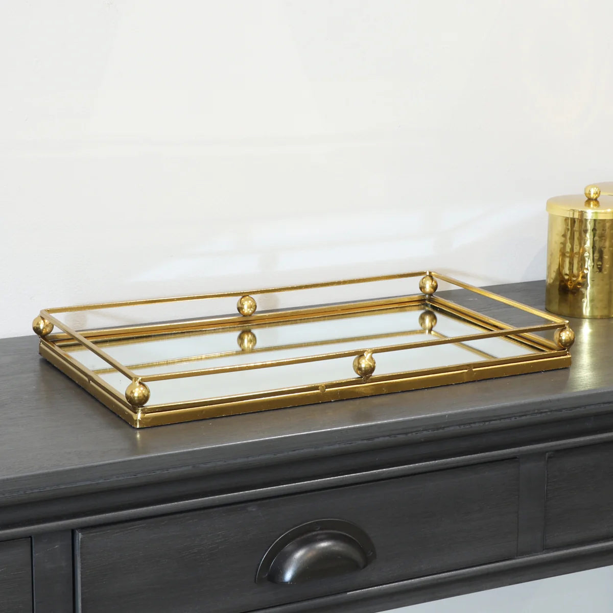 Innovative Gold Rectangle Mirrored Tray Flexible