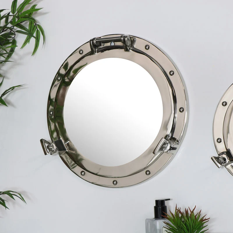 Smart Nautical Porthole Mirror in Silver – 38cm x 38cm Natural