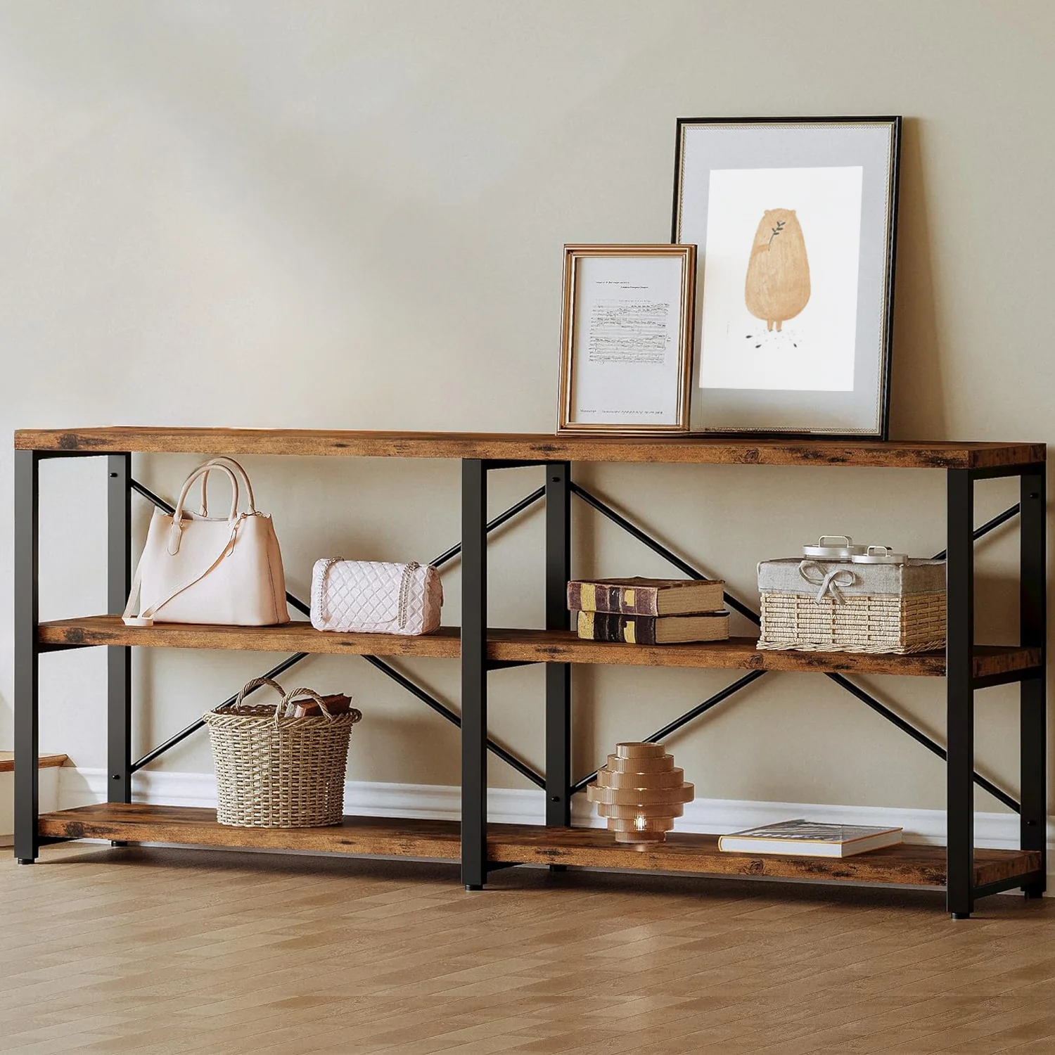 Elegant 70.8 Inch Entryway Console Table Indoor 3 Tier Storage Rack for Hallway Living Room70.8 Inch Entryway Console Table Indoor 3 Tier Storage Rack for Hallway Living Room Trendy